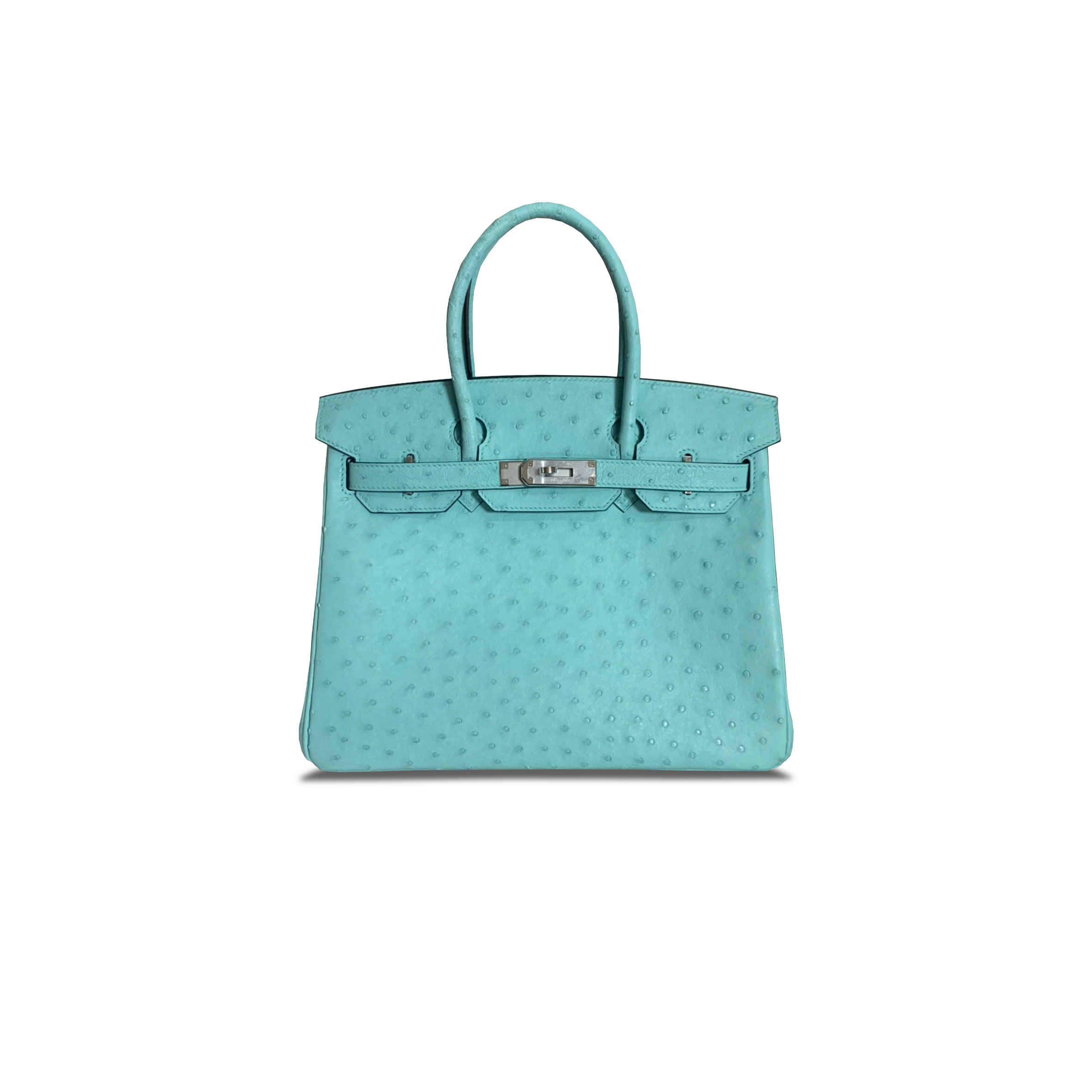 H**mes master birkin 30 ostrich leather ice cream silver buckle h041933ck76 (30*22*16cm)